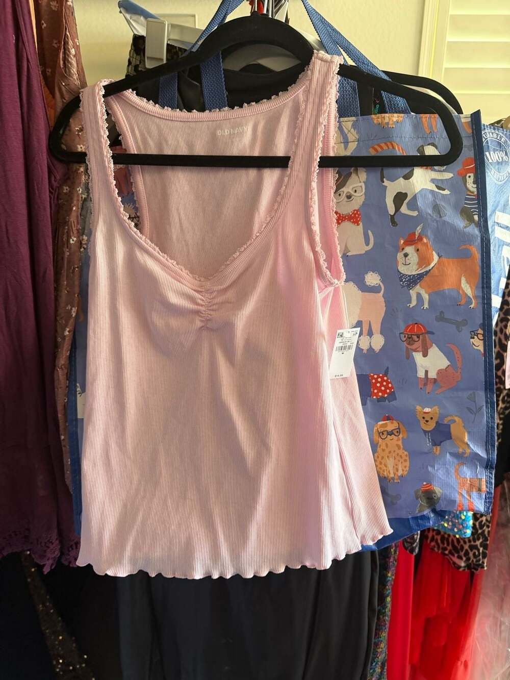 Old Navy Ribbed Cinched-Front Lace-Trim Tank Top